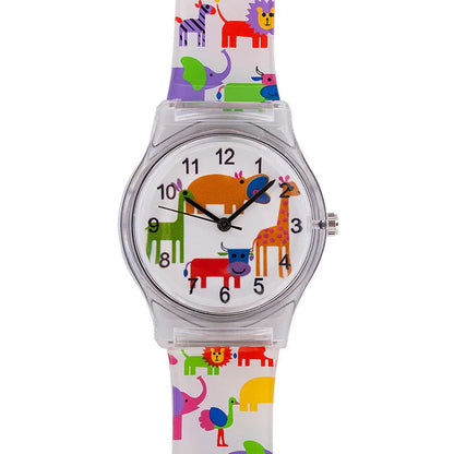 Floral quartz watch for children with Korean style and PVC strap