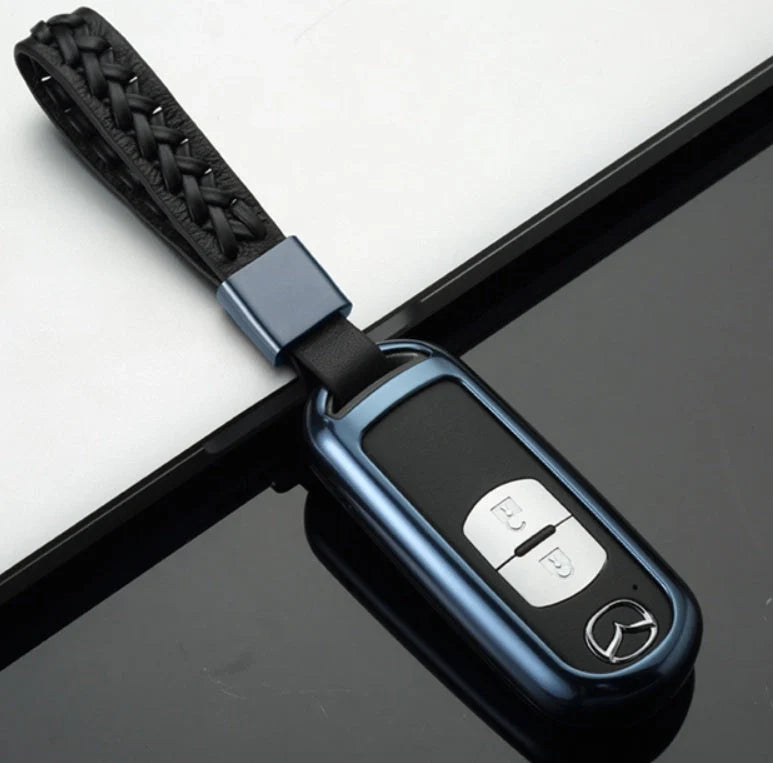 Aluminum alloy key case for Mazda with CNC engraving, available in multiple colors