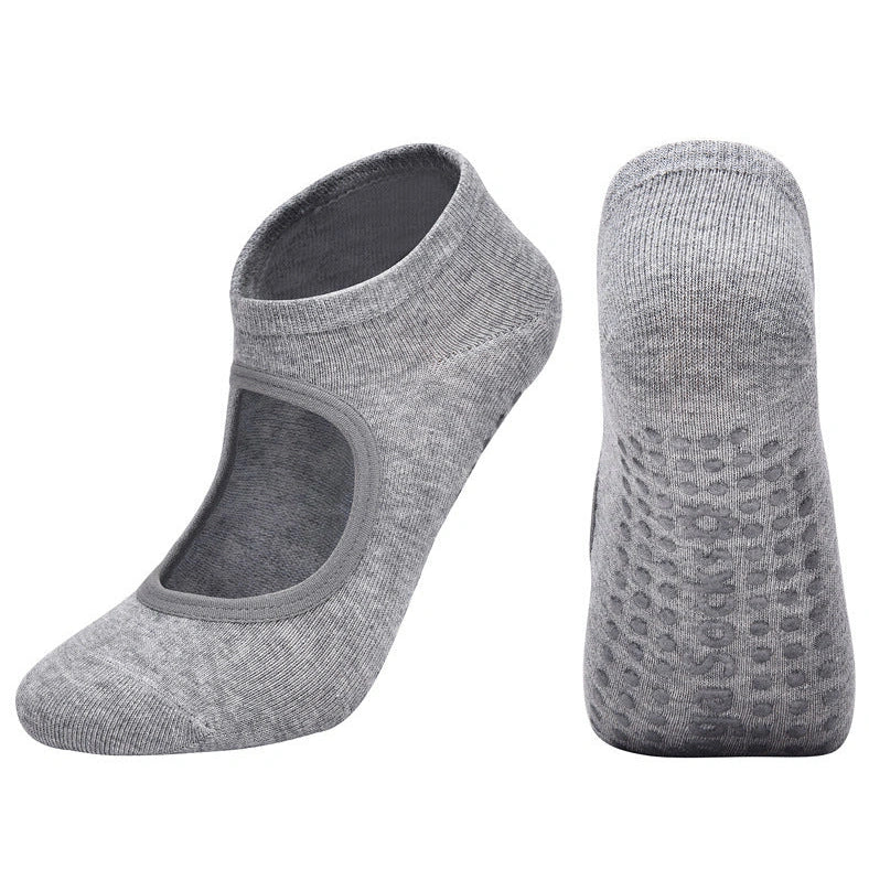 Yoga socks with silicone grip patterns on sole in bean green colour