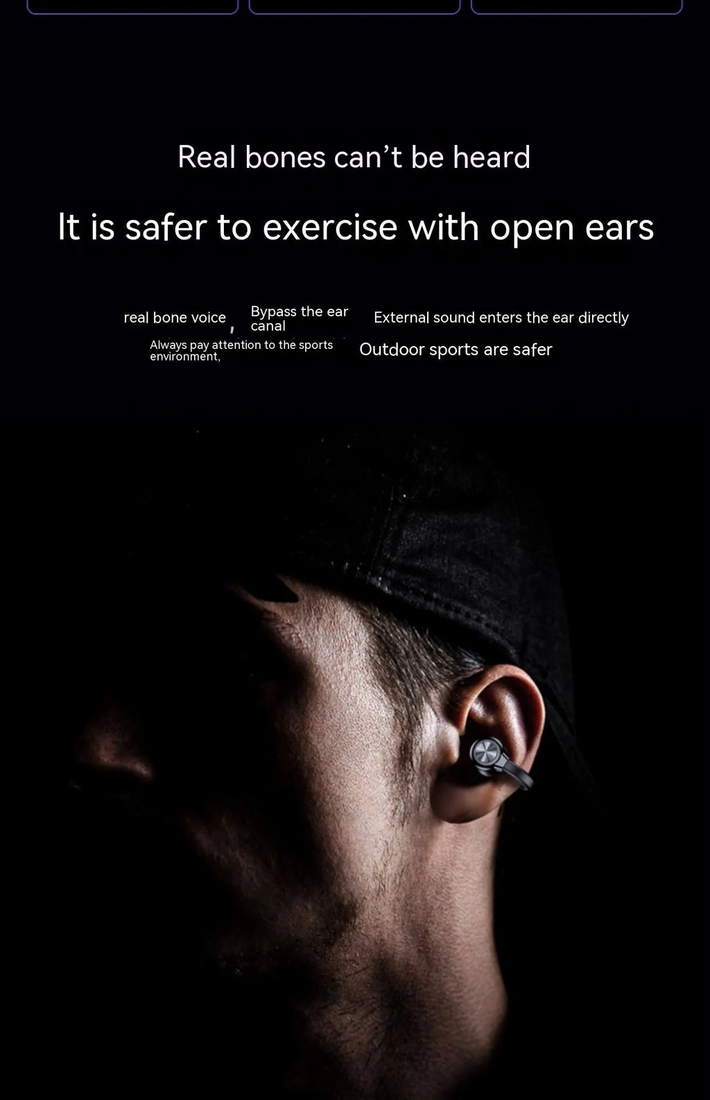 GW1 bone conduction clip-on wireless Bluetooth headset Classic Black plastic with breathing light and clip-on ear design