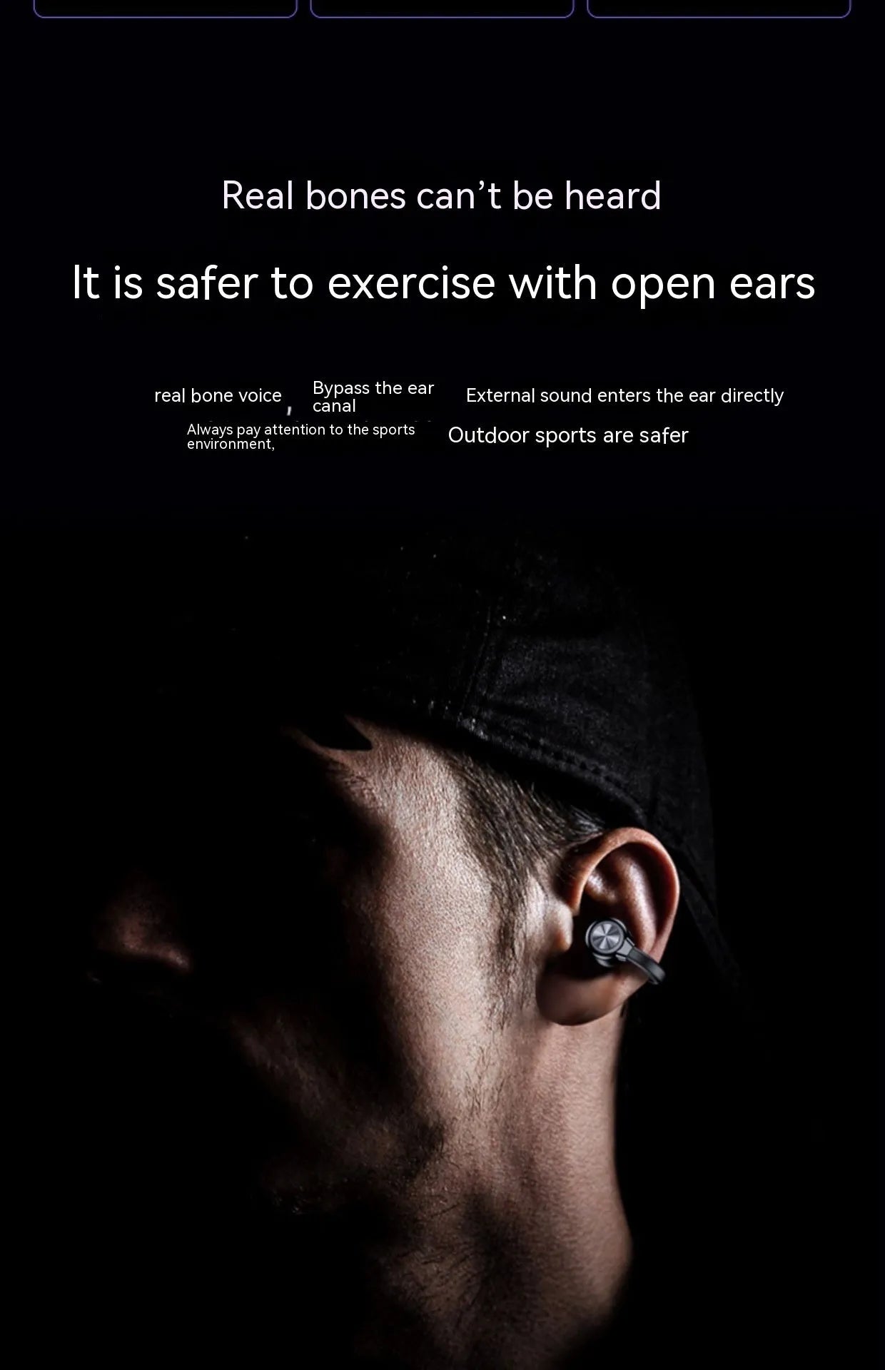 GW1 bone conduction clip-on wireless Bluetooth headset Classic Black plastic with breathing light and clip-on ear design