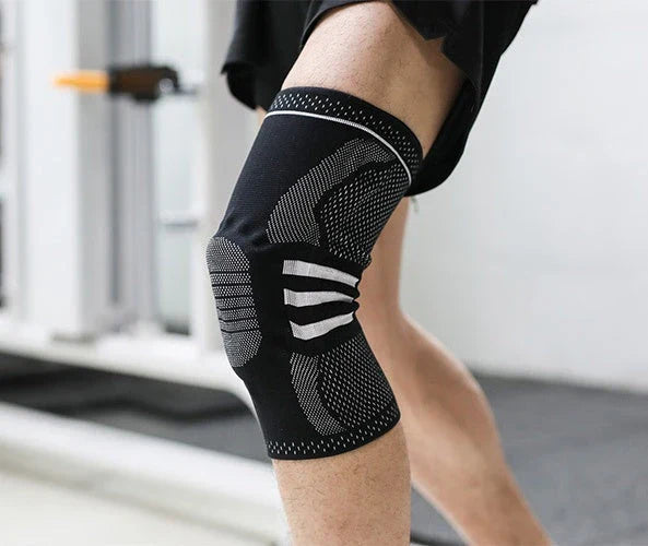 Nylon knee sleeve with anti-slip bands for sports and fitness support