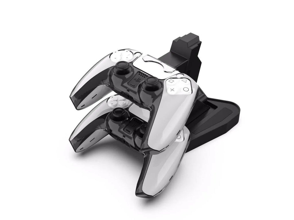 PS5 handle charger with turn light, ABS build, 12.7 x 17 x 6.5 cm, available in white and black