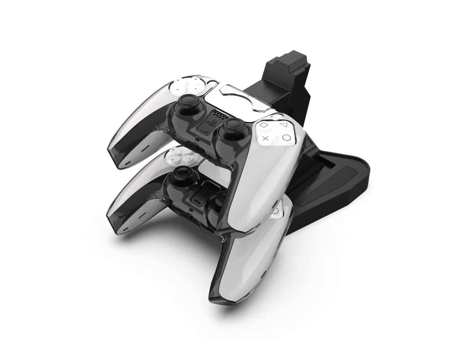PS5 handle charger with turn light, ABS build, 12.7 x 17 x 6.5 cm, available in white and black