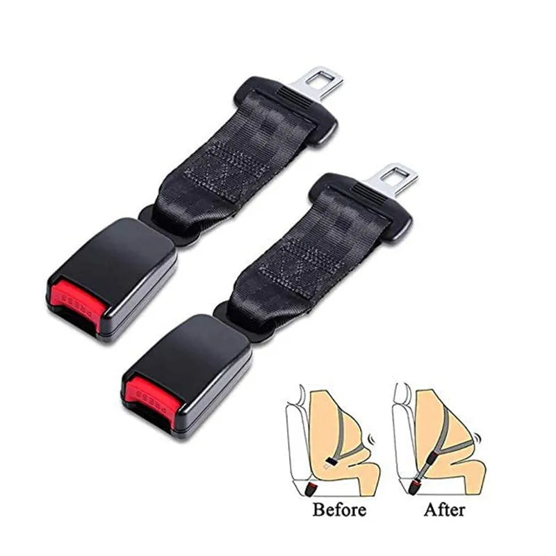 Black 36cm car seatbelt extender with ribbon strap for children and pregnant women