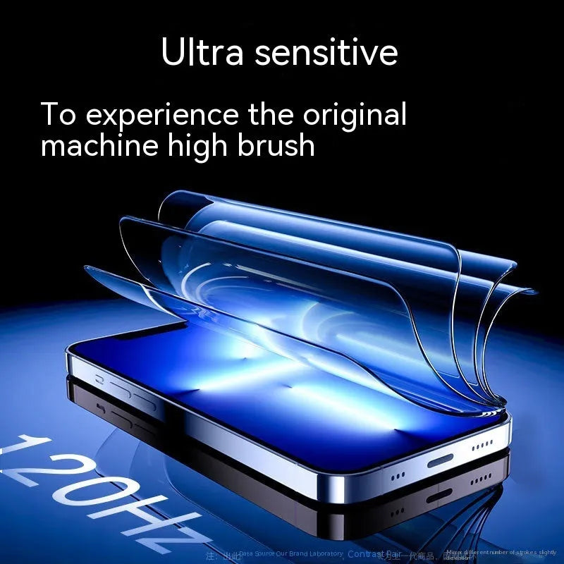 Two-pack dust-free tempered glass screen protector for iPhone, showing HD and privacy variants.