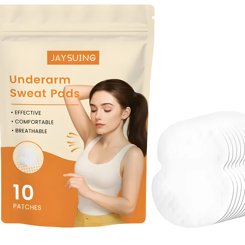 Pack of 10 underarm sweat absorbing patches with hydrogel formula for moisture control