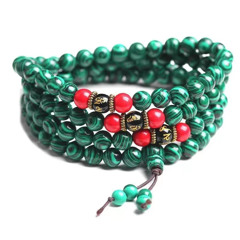 Tibetan turquoise bracelet with 108 polished synthetic stone powder beads in 6mm or 8mm sizes