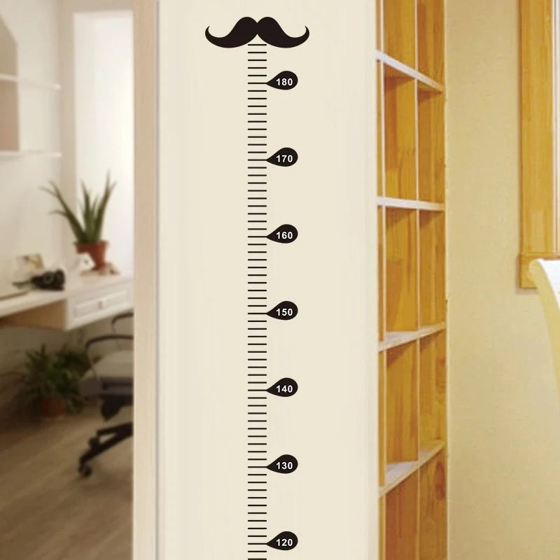 Children's beard height measurement wall sticker in black, 57cm by 12cm