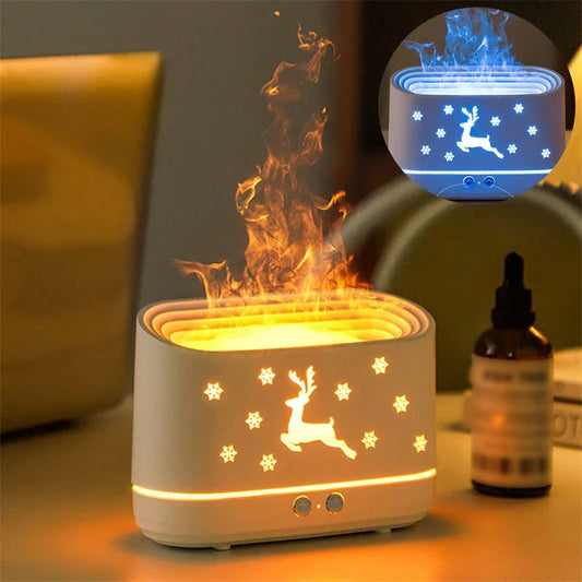 Cozy Flame Ultrasonic Diffuser Humidifier with Soothing LED Lights for Home Decor and Aromatherapy