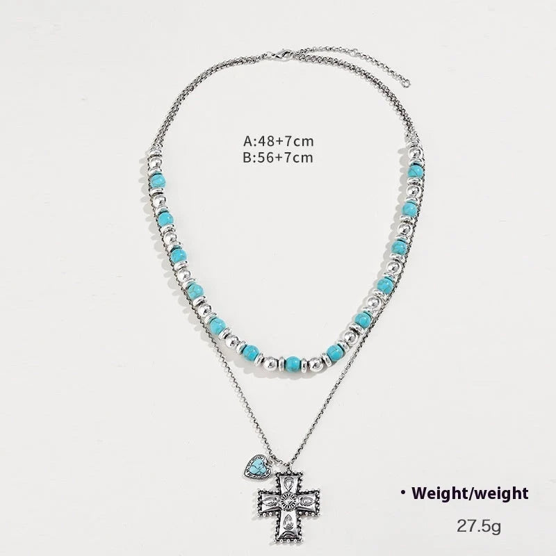 Semi-precious stone beaded twin earrings for women in alloy with electroplating treatment