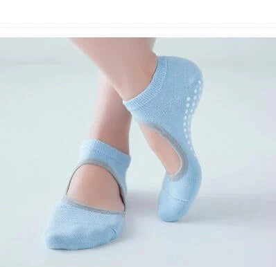 Yoga socks with silicone grip patterns on sole in bean green colour