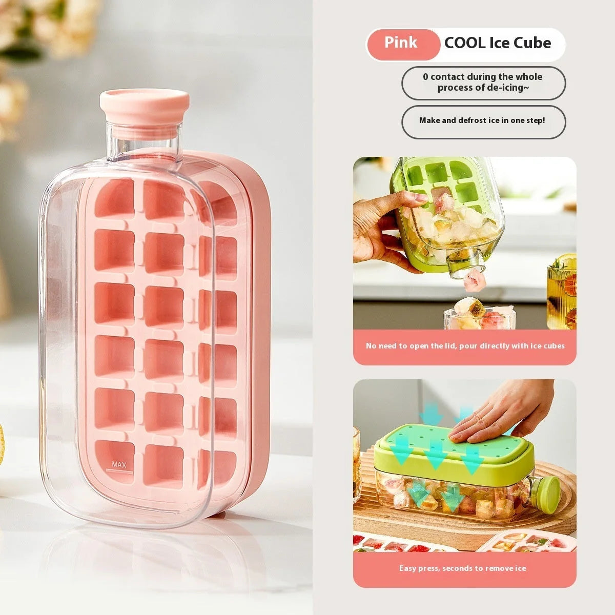 One-Click Molding Cooling Cup with instant ice maker and zero-contact design in various colours