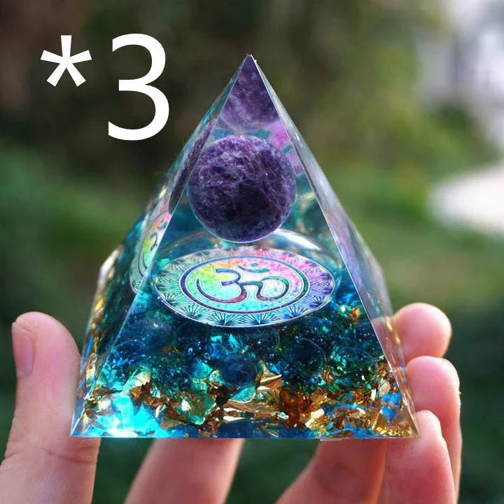 Handcrafted Orgonite Pyramid with Healing Crystals for Positive Energy, EMF Protection, and Spiritual Wellness