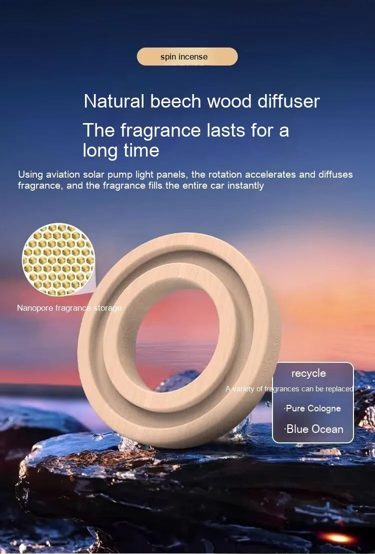 Solar-powered car aromatherapy diffuser dashboard ornament with fragrance options