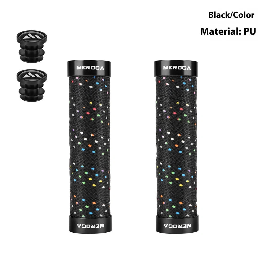 Lockable bicycle handlebar covers with anti-slip winding pattern in black-red colour combination