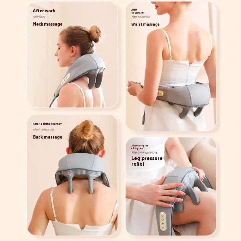 Multifunctional neck massager with kneading and hot compress functions in various colours