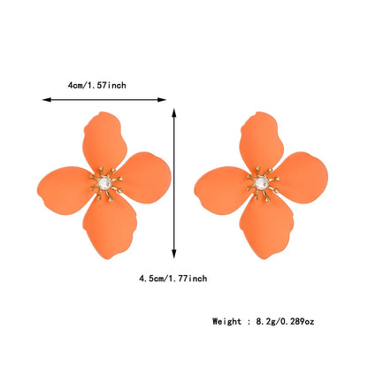 Colorful flower stud earrings in alloy with floral design for women
