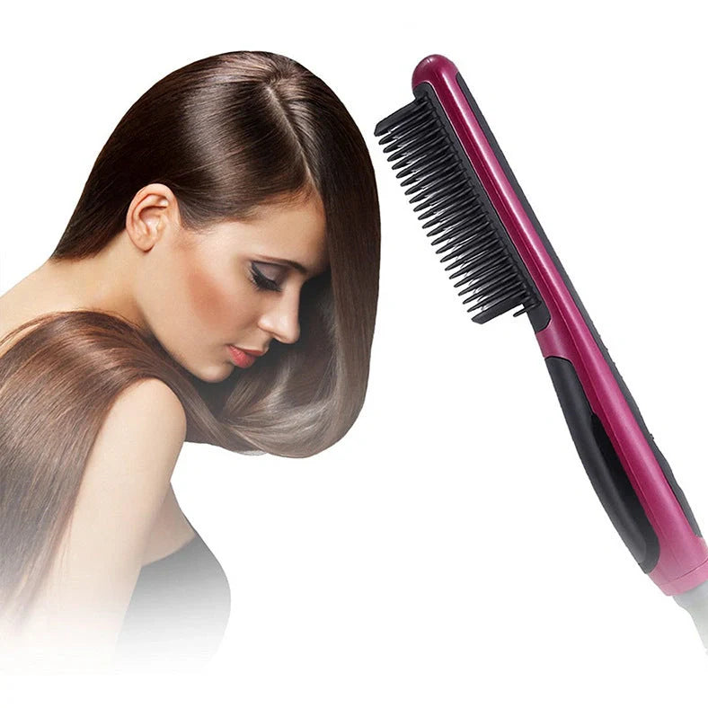 Red automatic temperature adjustable hair straightener with 360-degree rotatable cord
