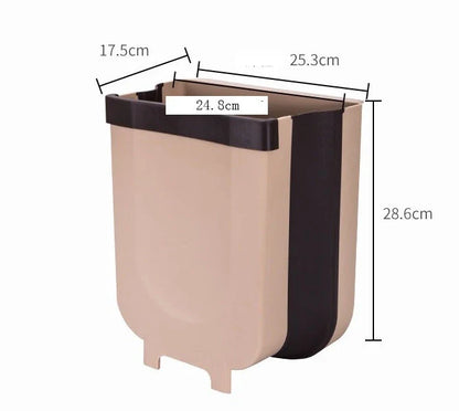 Foldable Wall Mounted Trashcan in brown and white, 9-litre capacity