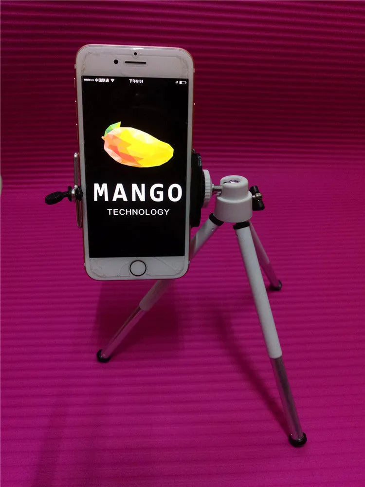 Desktop phone holder with two-section adjustable bracket and weighted base in black colour