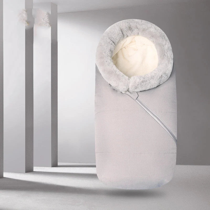 Winter windproof baby sleeping bag in grey, black, denim blue, and red options