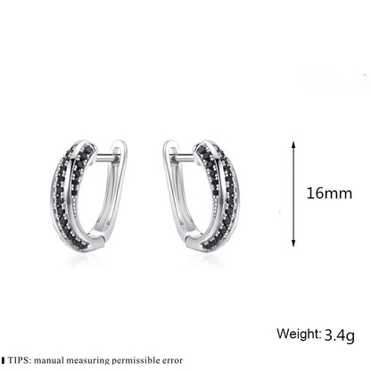 Black copper inlaid zircon women's U-shaped earrings with round popular elements