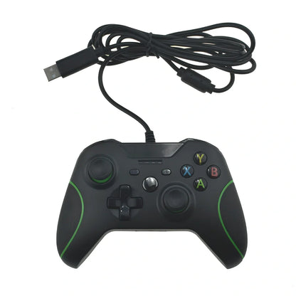 Black wired USB controller for Xbox One and PC with 2M cable and analog triggers, plug-and-play compatible