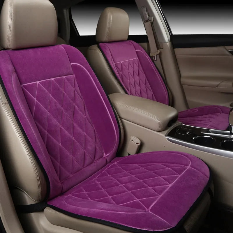 125cm x 52cm winter car heating cushion with flame retardant diamond velvet cover and non-slip base in warm rice colour
