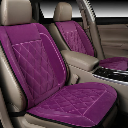 Winter car heating cushion in black, 125cm x 52cm diamond velvet with massage blowers and non-slip base