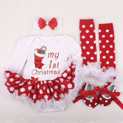 Four-piece Christmas Gift Newborn Clothing Set Baby in natural cotton