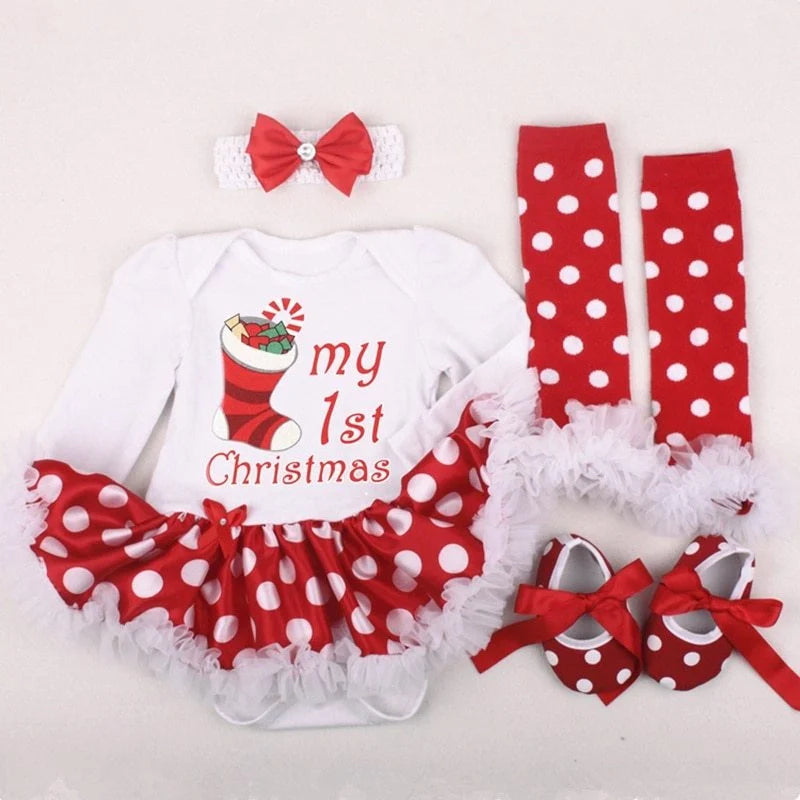 Four-piece Christmas Gift Newborn Clothing Set Baby in natural cotton