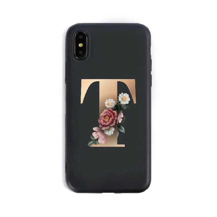 Alphabet silicone phone case showing individual letter design with TPU construction for iPhone protection