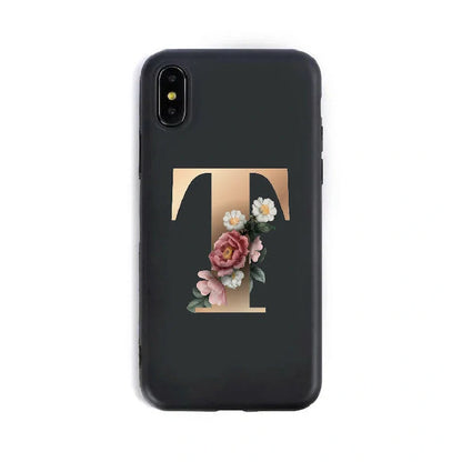 Alphabet silicone phone case showing individual letter design with TPU construction for iPhone protection