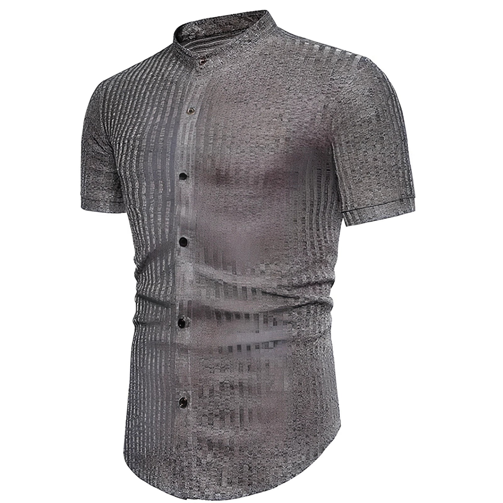 Casual short sleeve shirt in black, brown or gray, sizes L to 3XL with 20cm sleeves and 50-65cm chest fit