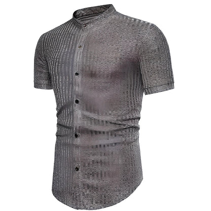 Casual short sleeve shirt in black, brown or gray, sizes L to 3XL with 20cm sleeves and 50-65cm chest fit