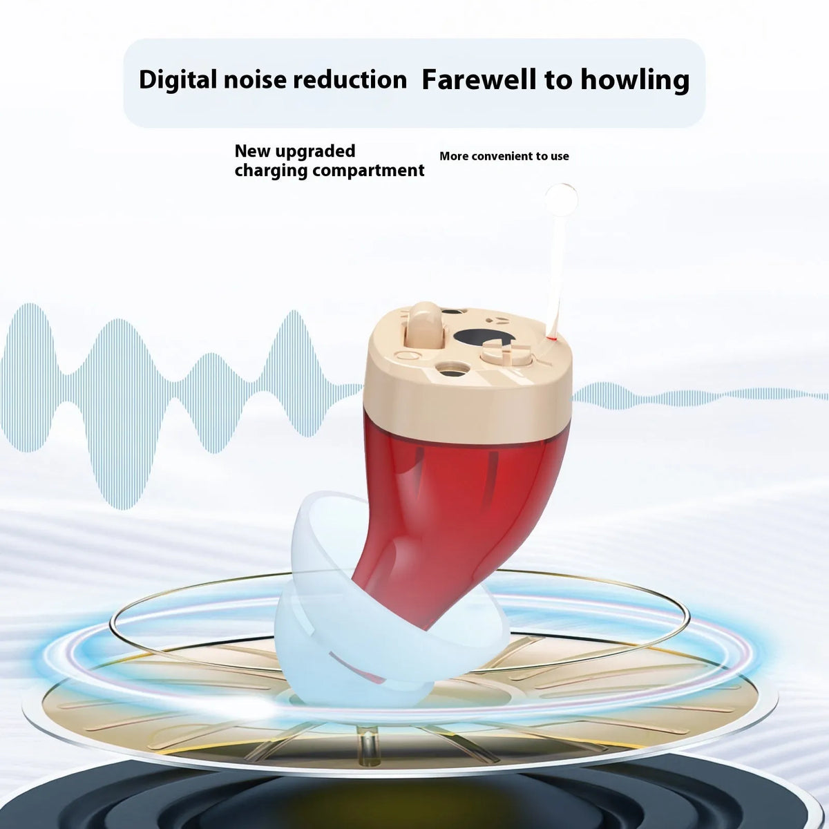 Digital hearing aid for elderly invisible noise reduction Type-C rechargeable red colour single machine