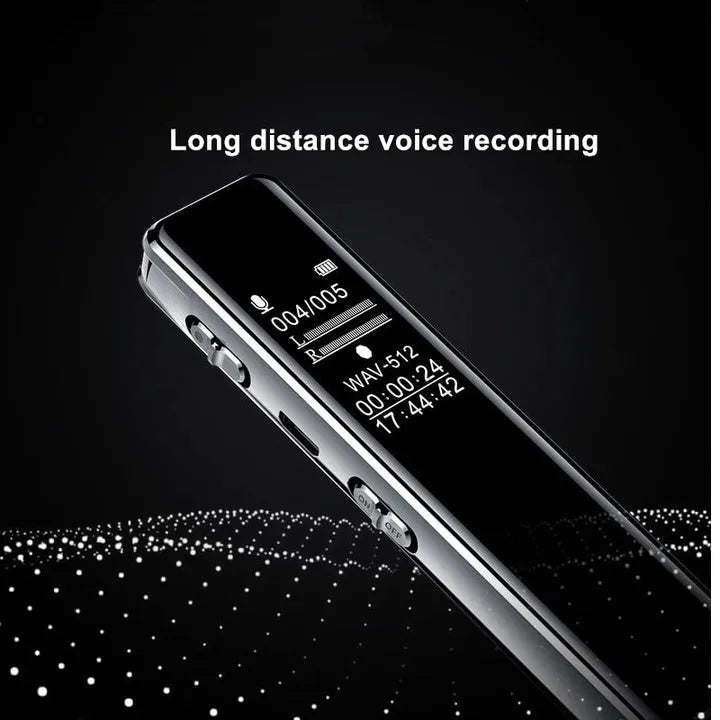 Black Q22 high definition noise reduction professional recording pen with LCD screen on white background