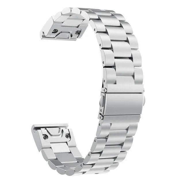 Quick release steel watch strap for Jiaming three-plant connection in silver 20mm width