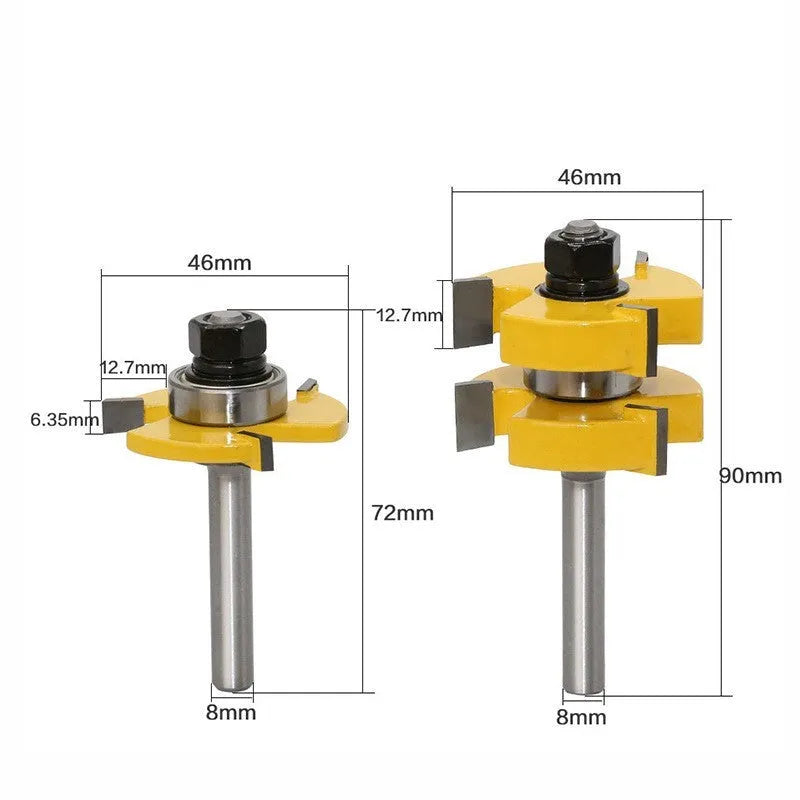 Carbide T-slot milling cutter with 8mm shank diameter and straight handle for woodworking