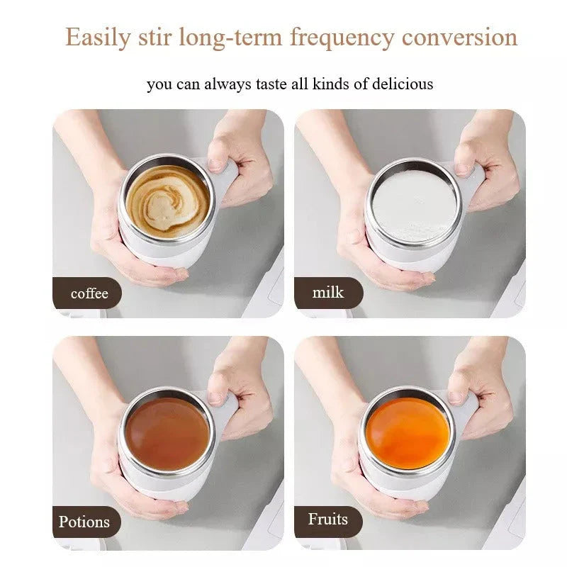 Rechargeable Automatic Stirring Coffee Mug with Hands-Free Blending for Hot Drinks