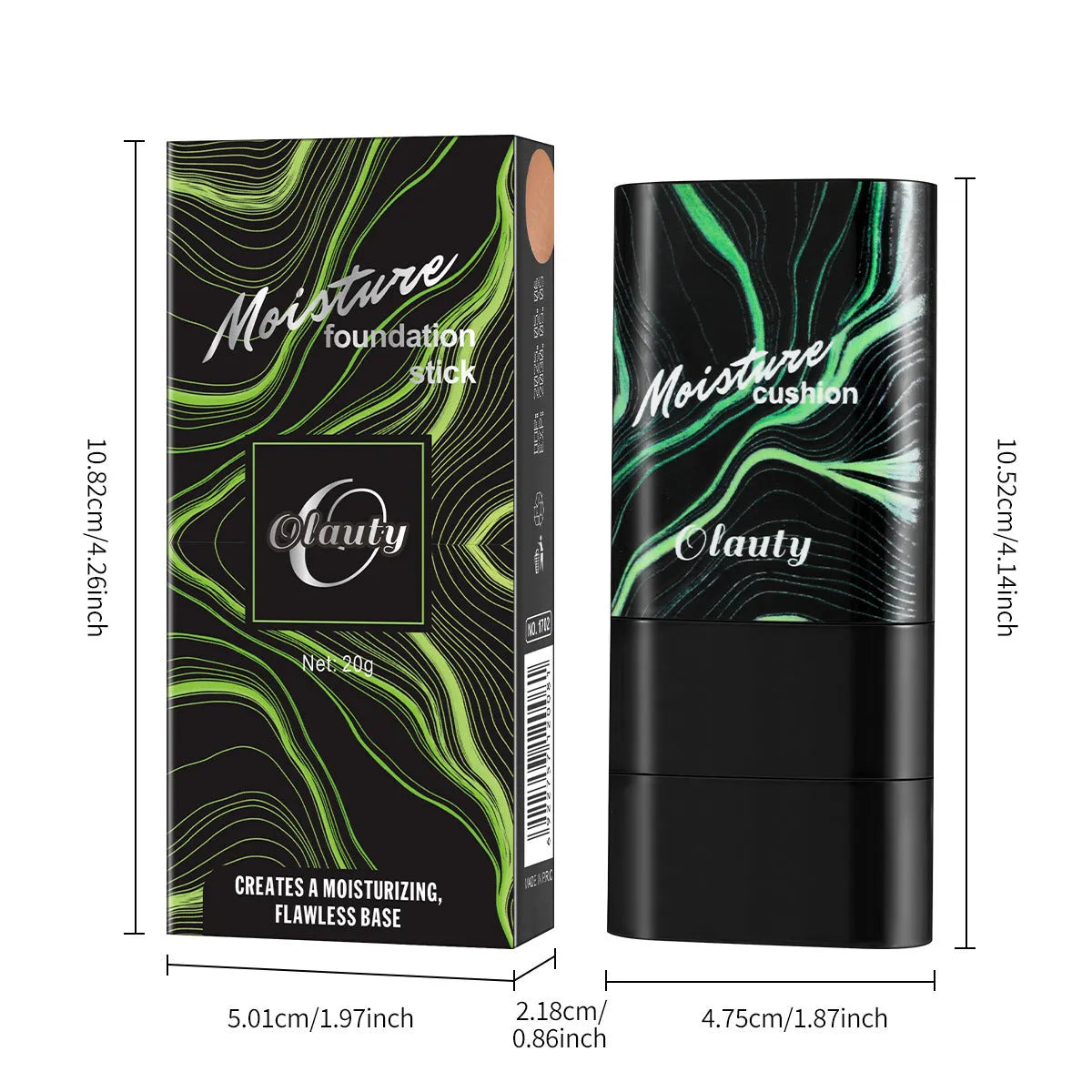Waterproof double-ended 2-in-1 concealer foundation stick 20g in Ivory White, Brown, and Tanning shades