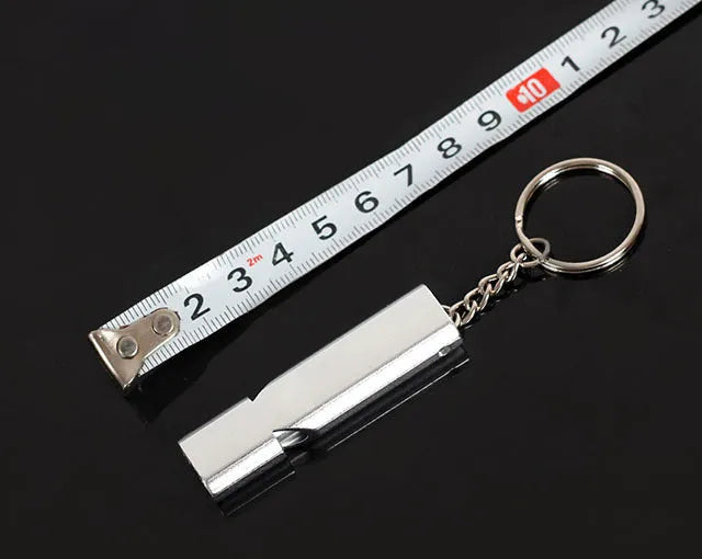 Aluminium alloy outdoor survival whistle with double hole design in silver and gold colour options
