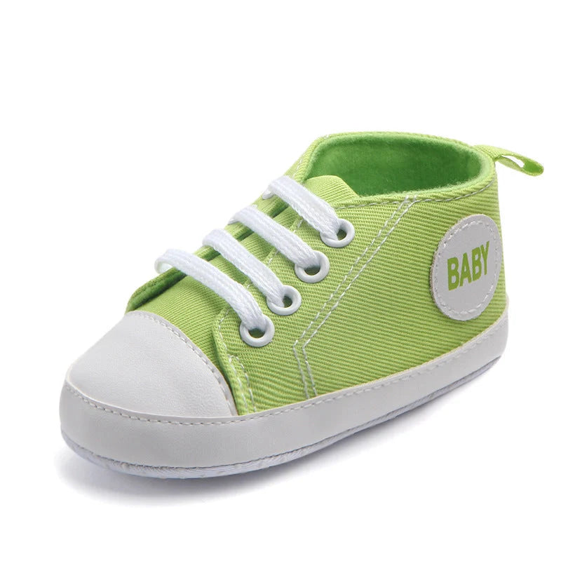 Canvas classic sports sneakers for baby boys and girls with soft sole anti-slip design