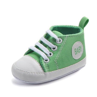 Canvas classic sports sneakers for baby boys and girls with soft sole anti-slip design