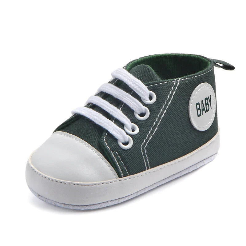 Canvas classic sports sneakers for baby boys and girls with soft sole anti-slip design