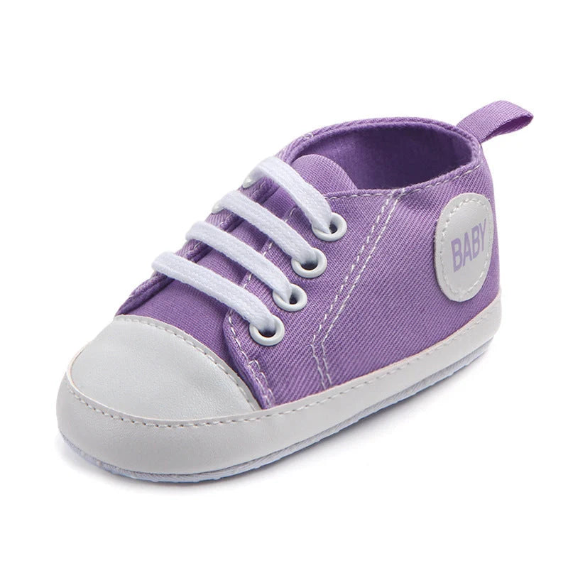 Canvas classic sports sneakers for baby boys and girls with soft sole anti-slip design