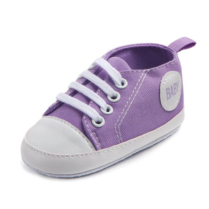 Canvas classic sports sneakers for baby boys and girls with soft sole anti-slip design