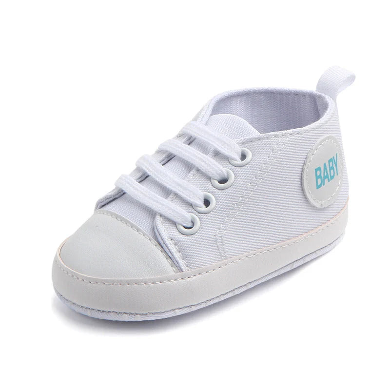 Canvas classic sports sneakers for baby boys and girls with soft sole anti-slip design