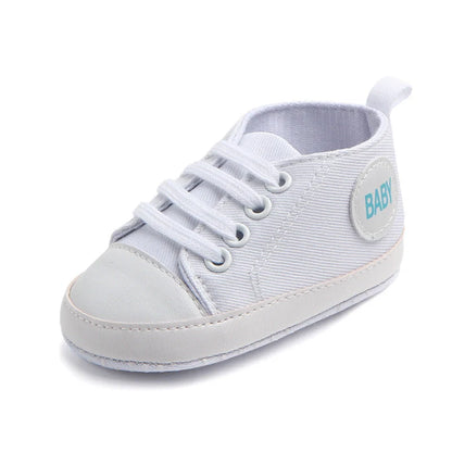 Canvas classic sports sneakers for baby boys and girls with soft sole anti-slip design